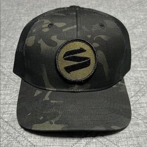 Black and Green Snapback Hat with Camouflage Design